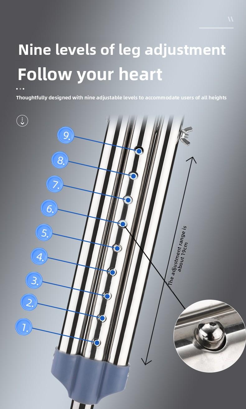 Shock-absorbing stainless steel crutches, double crutches for fractures, underarm crutches, lightweight crutches for disabled and elderly, spring shock-absorbing crutches