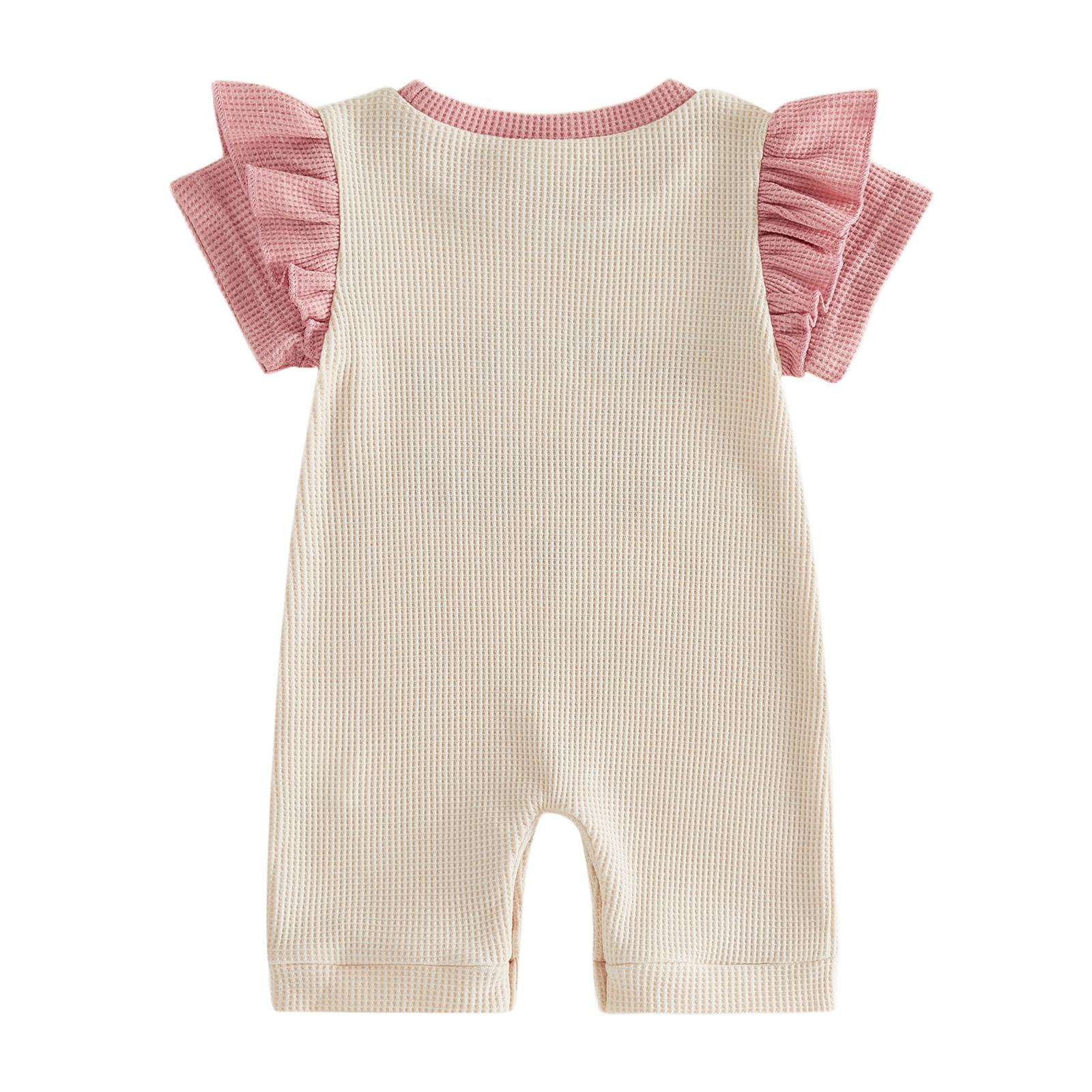 Aunties Bestie Baby Clothes Girl Ruffle Fly Sleeve Romper Waffle Bodysuit Jumpsuit Infant Summer Clothes 0-18M
