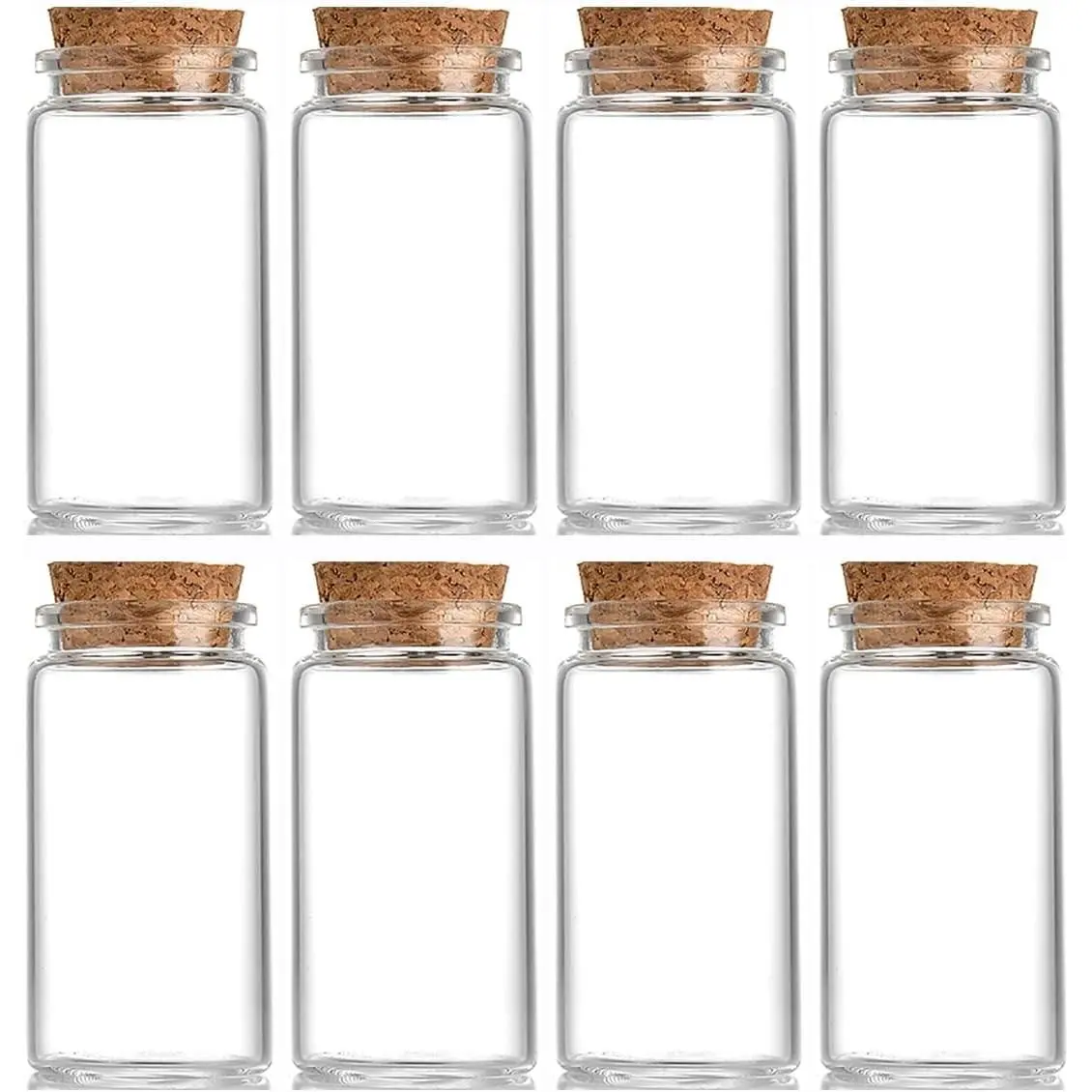 8 Pcs 50ml Small Glass Bottles with Cork Stopper, Halloween Potion Bottles, Decorative Vials Jars, Cute Storage Jars, Wishing Bottles 37x70mm (1.46x2.76 inch)Gift