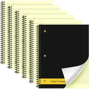 6 count Legal Pad Top Spiral Bound Notebook 70 Sheets Double Sided College Ruled Paper Notepad Memo Steno Pad with Stiff Cover for Business College (8.5 x 11 Inches,3 Hole Punch,Yellow)