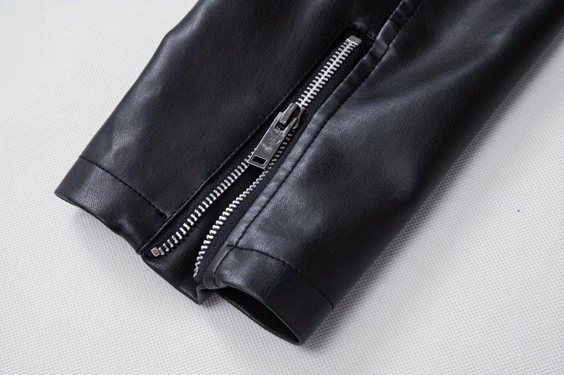 Men's fashionable black PU leather jacket - A versatile and fashionable black mid-length hooded motorcycle leather jacket for winter stand-up collar casual men. Besides keeping warm for men