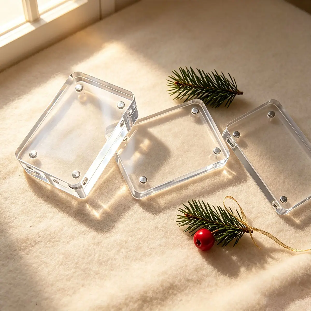 6/12 Pcs Acrylic Photo Frame, DIY Magnetic Photo Frame, Transparent Rectangular Frame, Desktop Decoration, 2pcs/set
