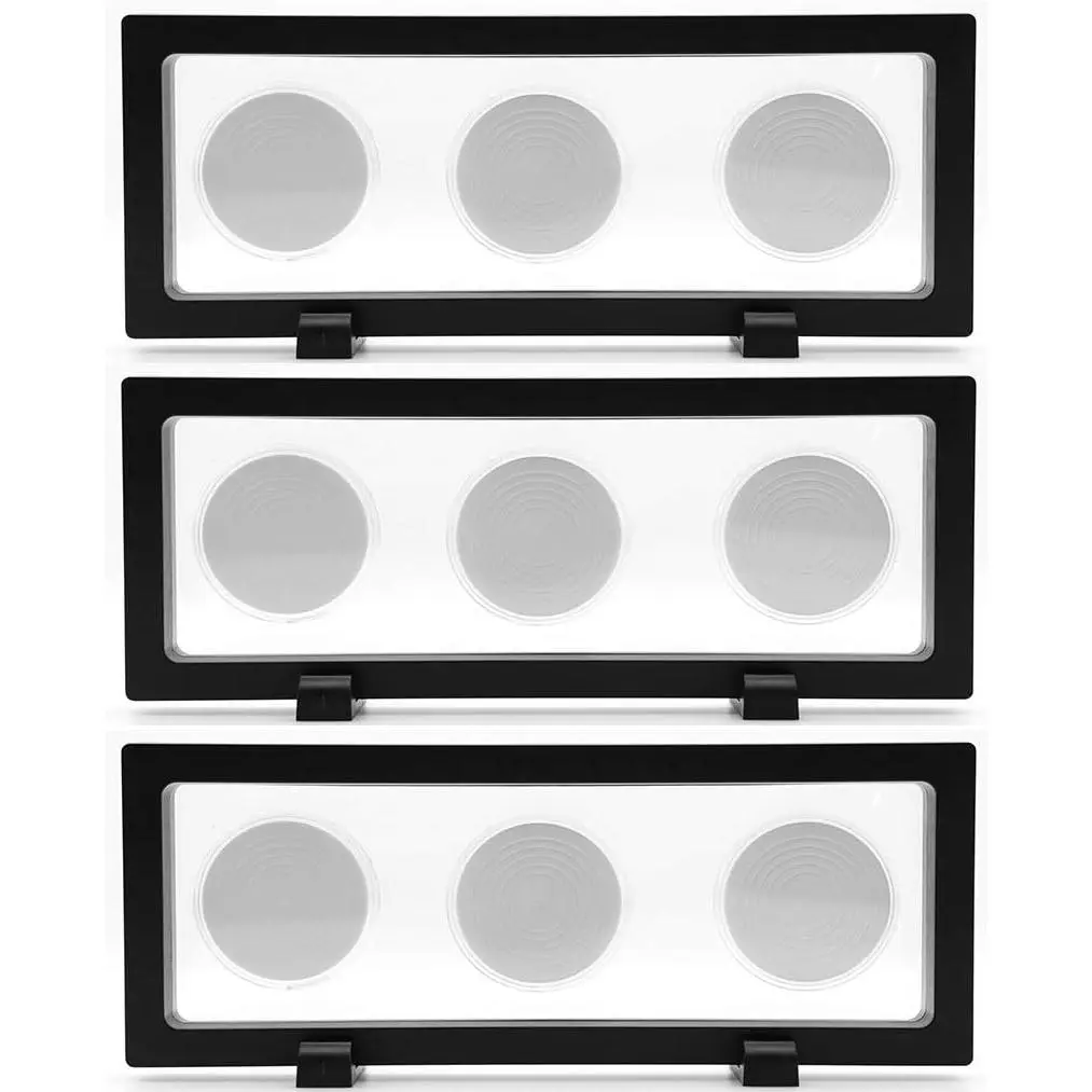 Floating Display Case with 9  Capsules, 9"×3.54"×0.75" Display Stand Holder Suspension Frame for  Medallion, Antique  , Chip, , Sets of 3