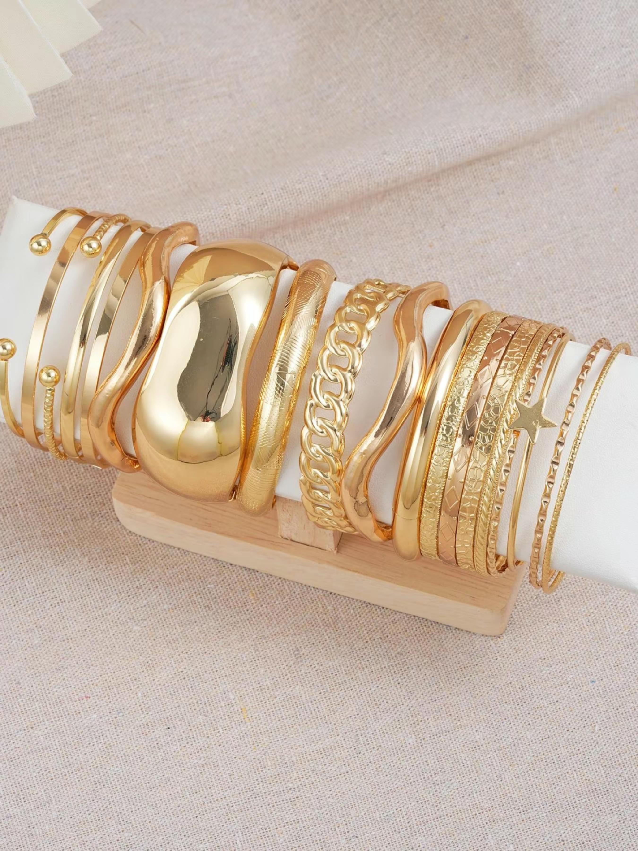 Women's Elegant Minimalist Bangle, 10/19pcs Trendy All-match Bangle, Fashionable Jewelry As Birthday Gift for Girlfriend, Trendy Stack Bangle