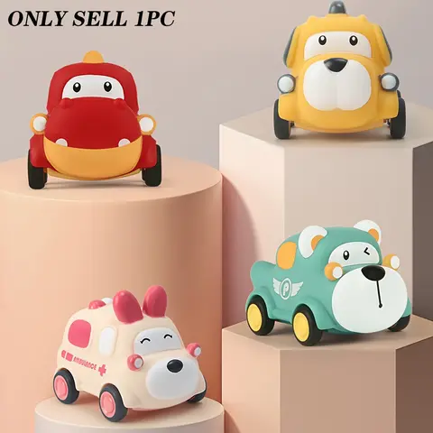 Pull Back Cars For Toddlers, Kid Car, Cartoon Animal Design Inertia Car Toy, Cute Engaging Animal Design Car Toy, Developmental Baby Toys for Boys & Girls Gifts, Play