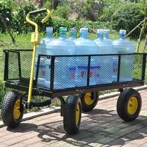 Large Capacity Garden Wagon Carts 8.7 Cu.ft with Removable Mesh Sides to Convert into Flatbed, Yard Cart Garden Cart on Wheels 12" Tires, 2-in-1 Handle for Farm, Garden