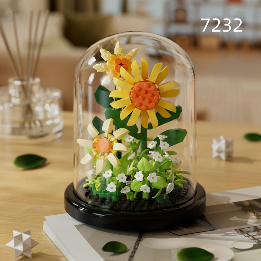 DIY Flower Building Blocks Set - Romantic Proposal Decor, Desktop Ornament & Puzzle Toy, Perfect Birthday Gift Ramadan Mubarak