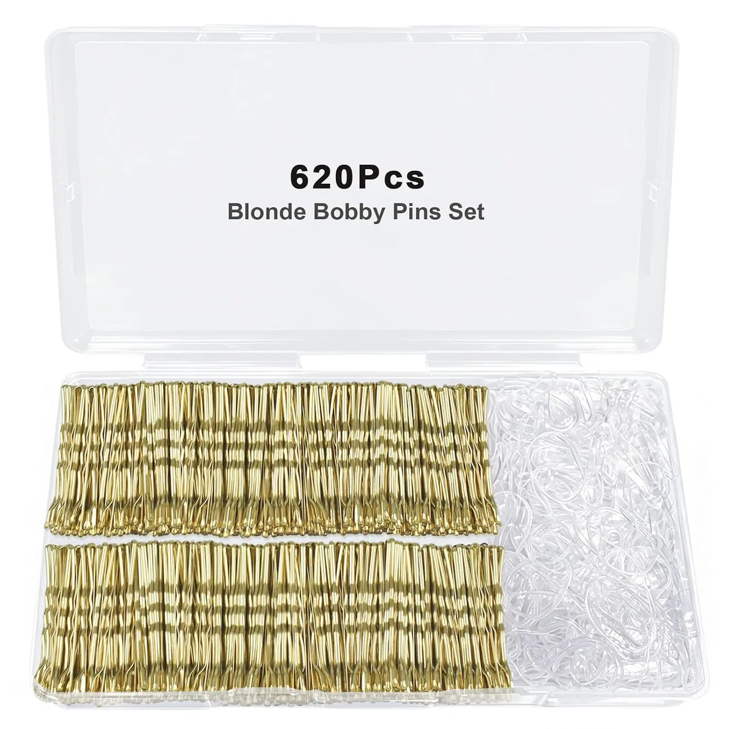 620 count Blonde Bobby Pins Kit,  2Inch 520 count Hair Pins with 100 count Hair Bands,  Bobby Pin For Women, Girls and