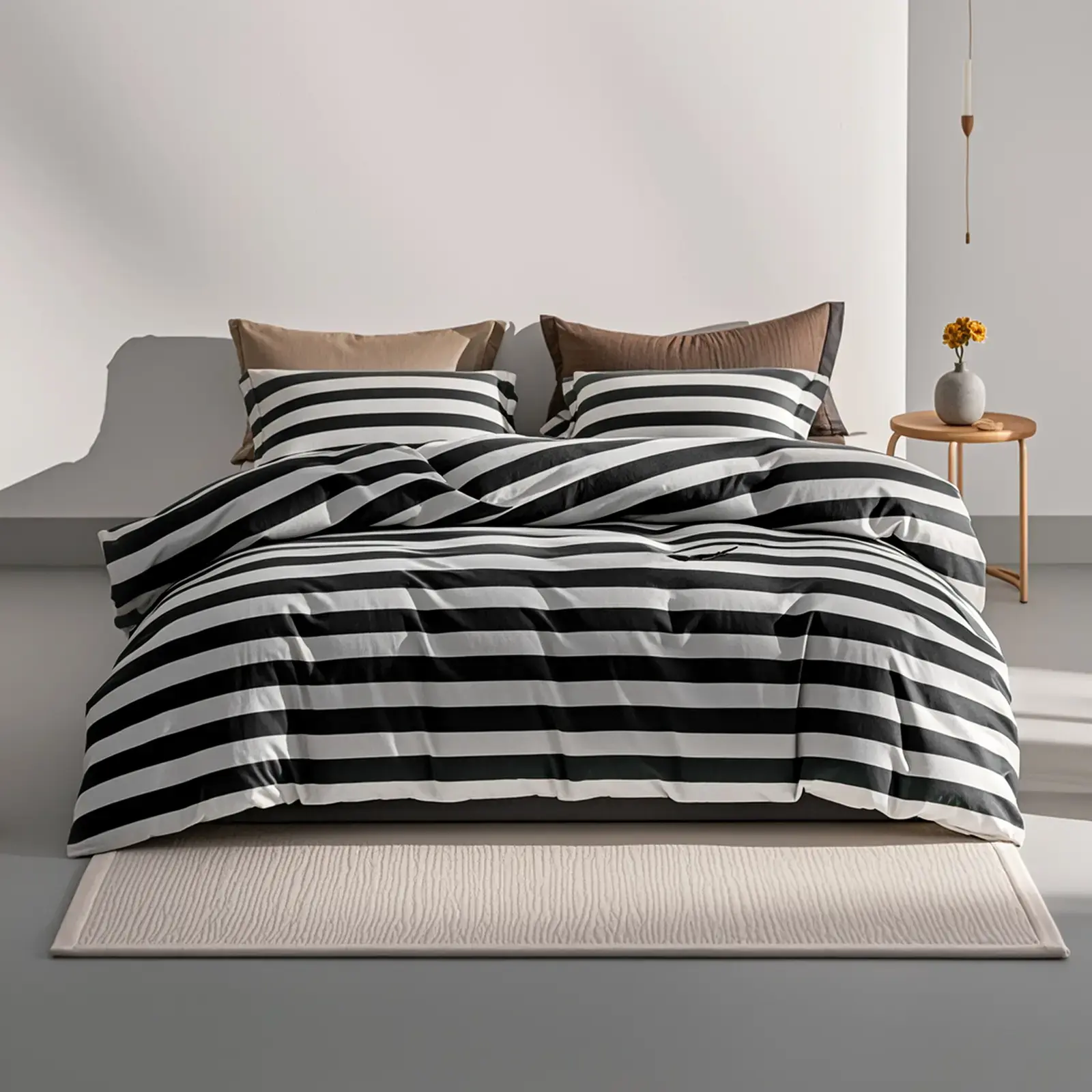 Black and White Print Duvet Cover Set - Lightweight Microfiber, Soft Wrinkle-Resistant Easy-Care, Hidden Dual Zipper & Corner Ties, Breathable Durable, Modern Minimalist Classic Comfortable Bedding Set, Black And White Print Duvet Cover Sets, Classic Duve