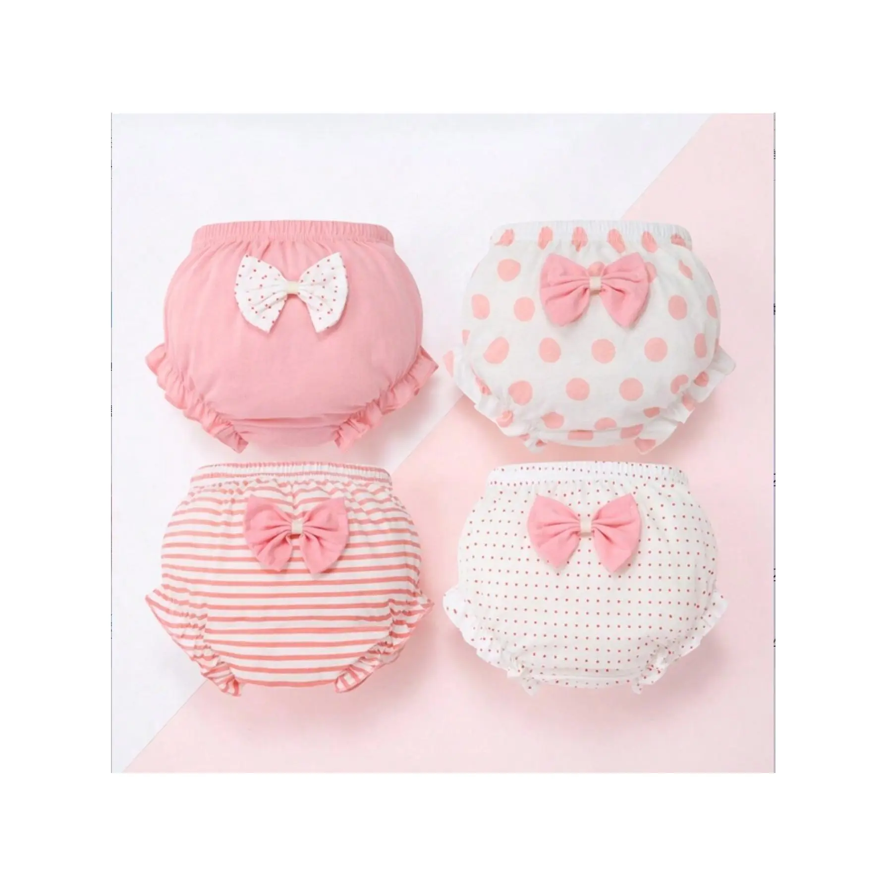 4pcs Set of Baby Class A Underwear, Girls' Lace Triangle Shorts, Comfortable And Soft, Little Girls' Triangle Shorts