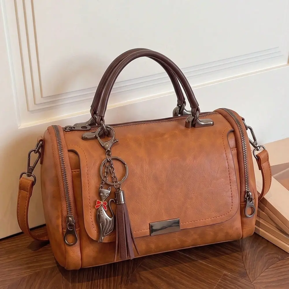 Women's Vintage PU Leather Underarm Shoulder Bag with Underarm Strap - Zipper Minimalist Casual Handbag, Versatile Purse for Shopping, Commuting (Suitable for Casual Wear), Minimalist Decluttering