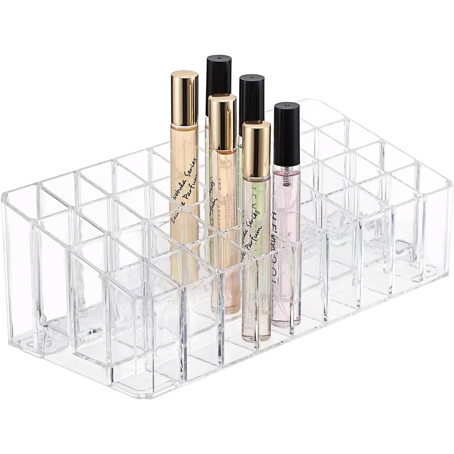Rollerball Perfume Organizer, 36 Spaces Clear Acrylic Perfume Storage Holder Beauty Scent Holder, Makeup Lipgloss Lipstick Display Case