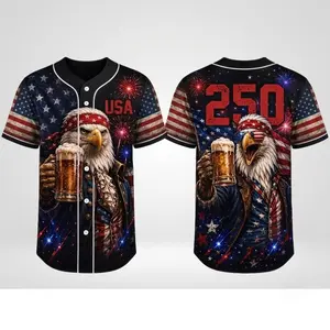 USA Eagle Drinking Jersey, 4th Of July Beer Shirt, Funny Patriotic Gift For Him, USA Flag Fireworks Baseball Tee