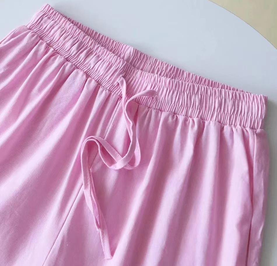 Ms. Xun's 2-piece Retro Plus Size 2026 Cotton Linen Shirt Set with High-waisted Loose Trousers