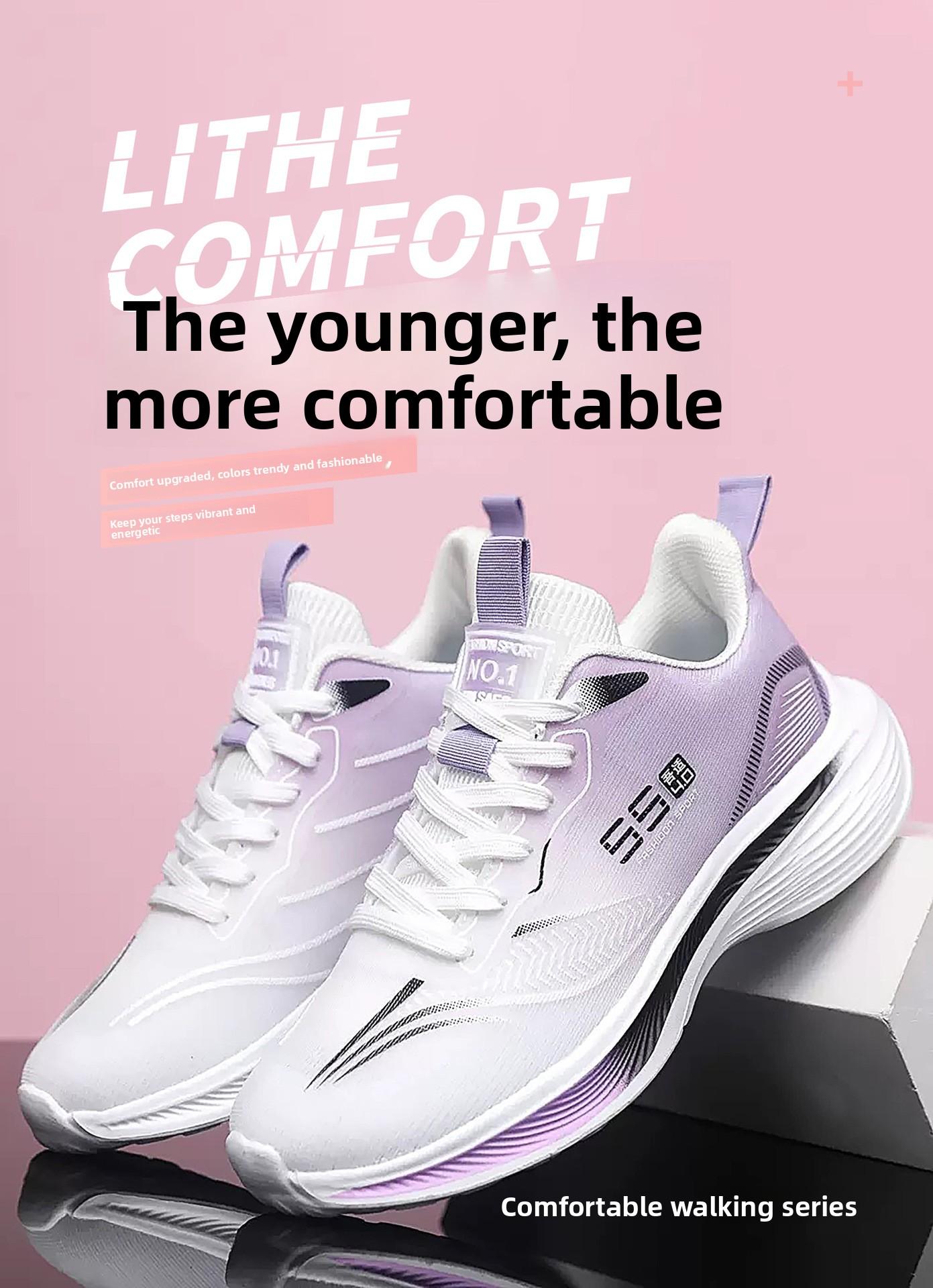 Women's Shoes Versatile Spring New Casual Women's Single Shoes Running Shoes Soft Sole Shock Absorption Lightweight Sports Shoes