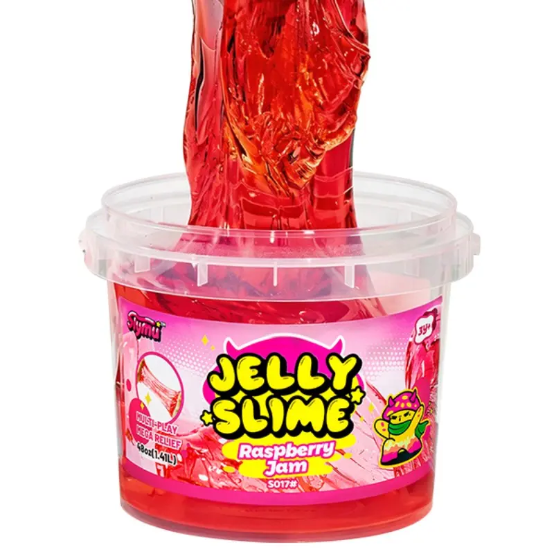 Slymu Jelly Squish Slime Raspberry Jam - Red, Unscented, Sensory Fidget Toys, 3.1 lbs, Stress Relief, ASMR, Crisp Texture, Bucket, Party Favors for Kids, Birthday Gifts for Girls and Boys, Goodie Bag Stuffers