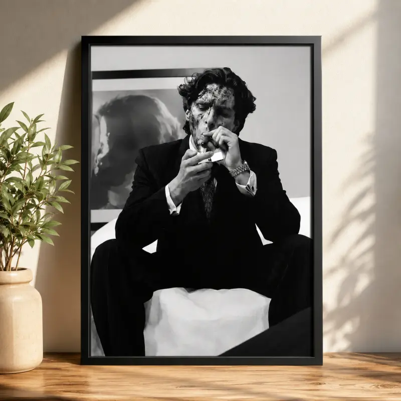 Patrick Bateman Printed Poster, American Psycho Wall Art & Wall Decor, Black and White Cult Film Canvas Print, Dark Aesthetic 2000s Movie Design for Bedroom, Dorm, Office & Man Cave, Movie Poster, Film Wall Art, Gothic Decor, Retro Movie Decor, Cinema Gif