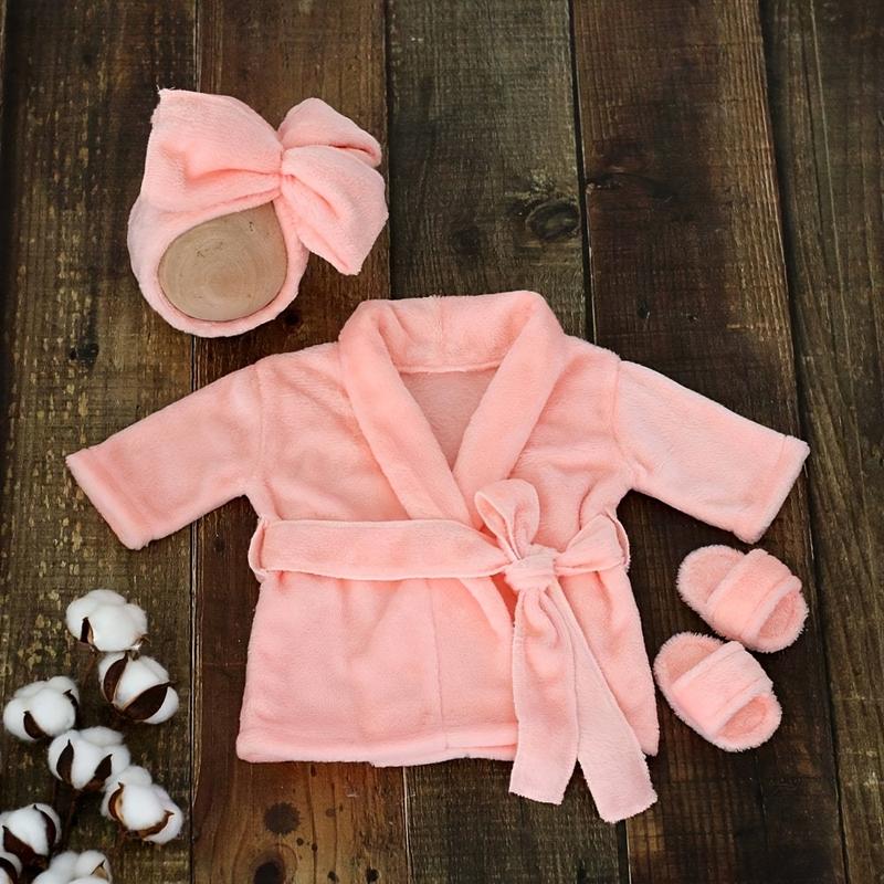 Comfortable Cream Baby Bathrobe with Matching Slippers and Scarf - Newborn Photography Props, Boys and Girls, Soft Lycra Fabric, Cotton Ruched Sister Princess Peach Puffy Two-Piece Set, Toddler Girl Summer Dress with Tulle for