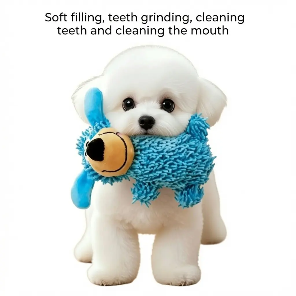 Durable Barking Dog Toy, Interactive Sound-Making Teething Brush, Stress Relief Anti-Destructive, Plush Toy for Small to Large Dogs