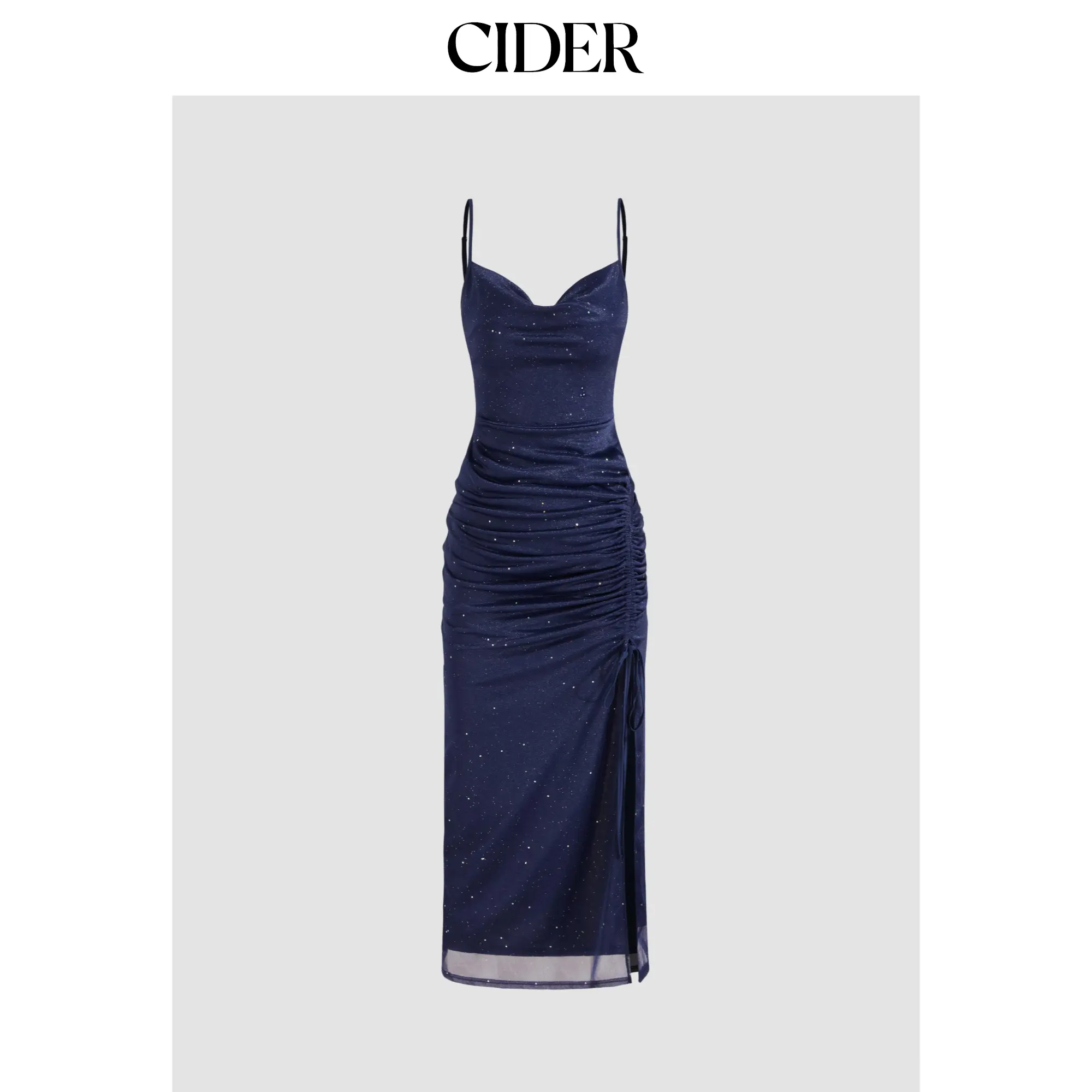 cider blue sparkly dress Navy Blue Sequin Dress Blue Tassel Dress Cider Blue Sequins Square Neck  Geometric Tassel Mini Dress