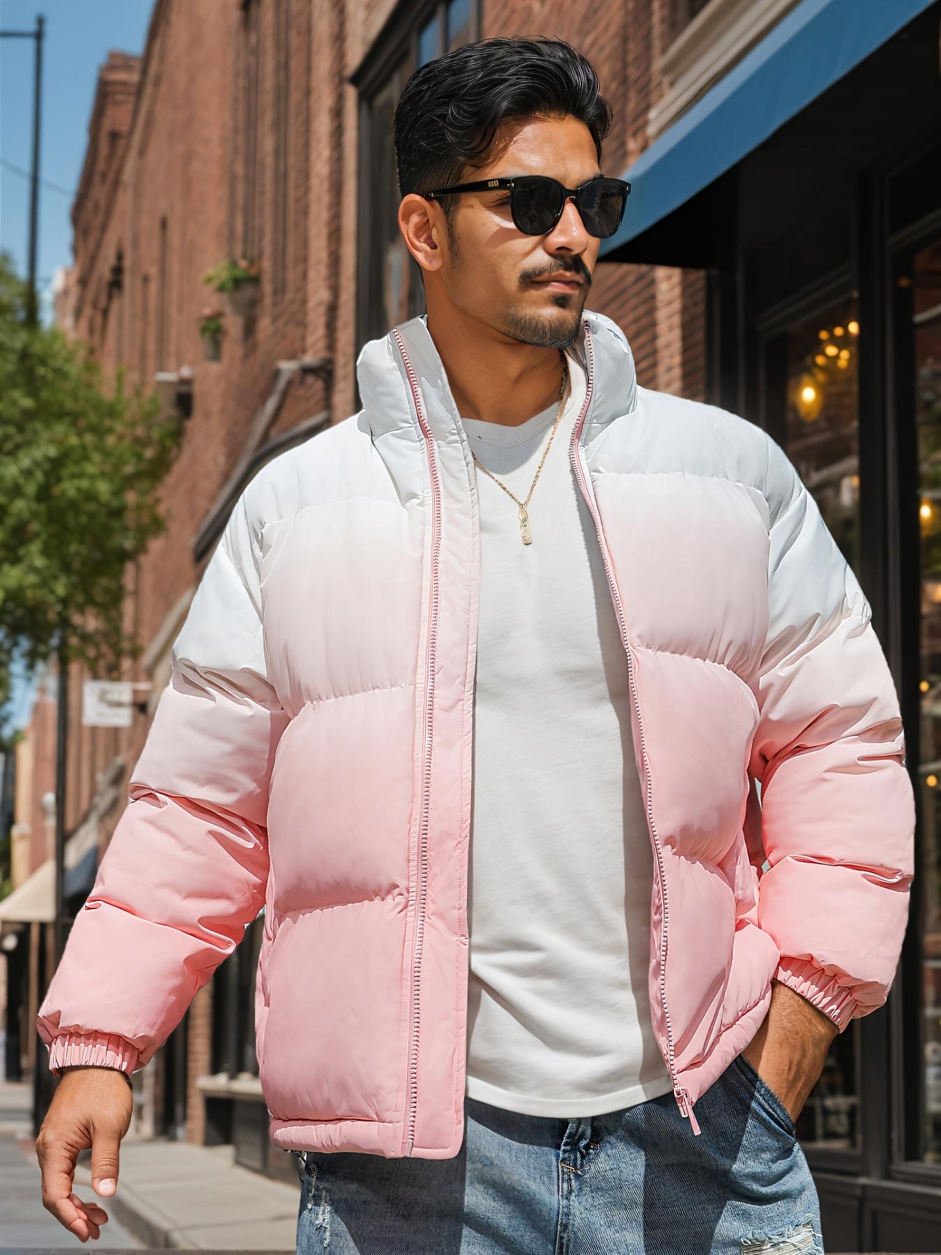 Men'S Gradient Hooded Jacket, Loose Warm Trend Long-Sleeved Collar Jacket, Winter Gifts