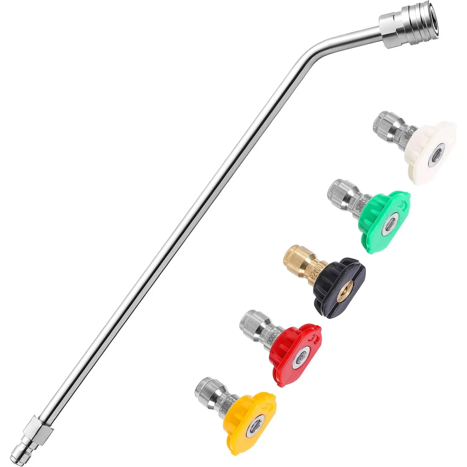 Washer Wand 45 , Curved Extension Wand 15 Inch | High Power Washer Extension Wand, 5  Nozzles, 1/4 Inch Quick Connect, Undercarriage and Gutter Cleaner Attachment