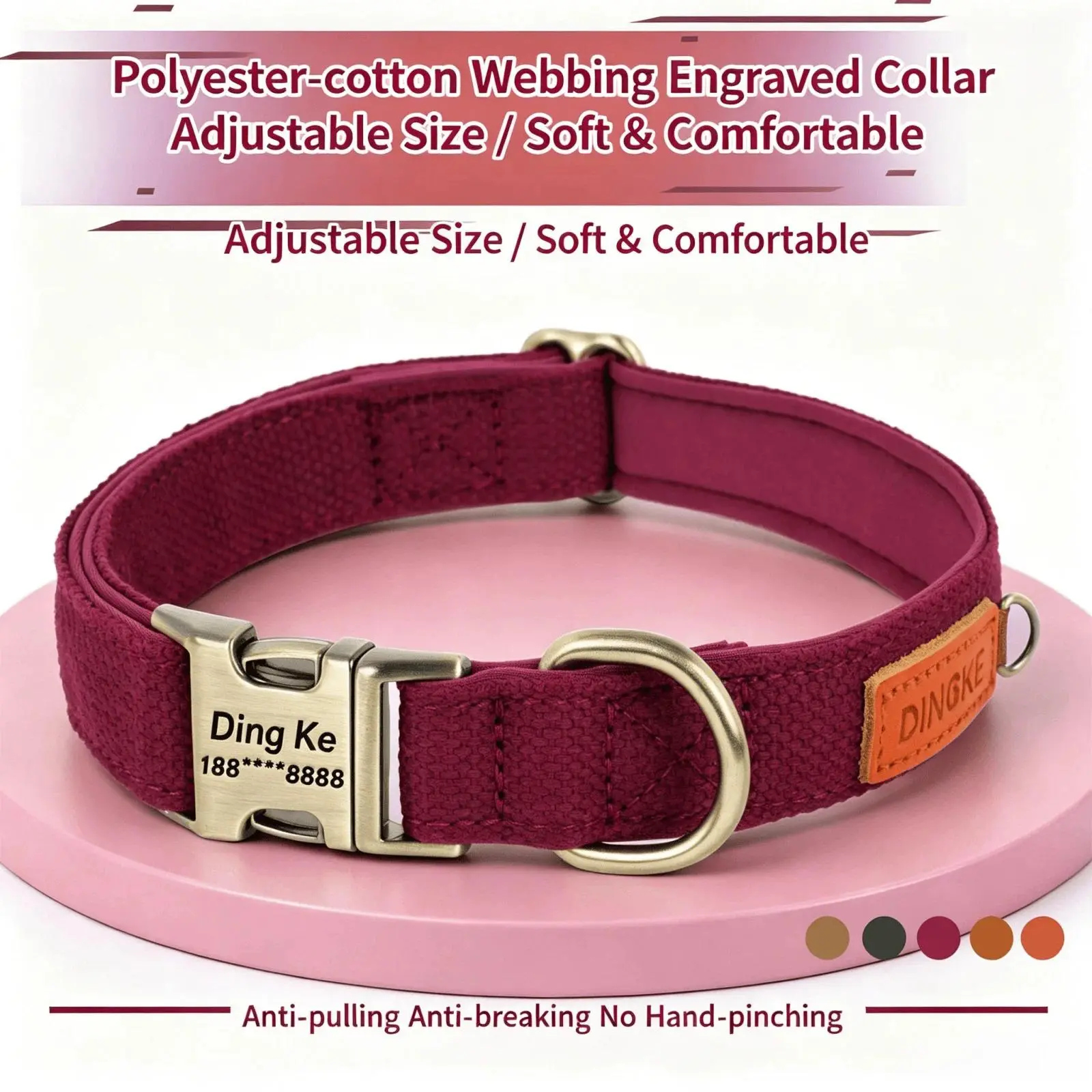 Personalized Dog Collar Leash PU Leather Dog Collars With Walking Lead Rope Free Custom Pet ID Necklace for Small Large Dogs Pug