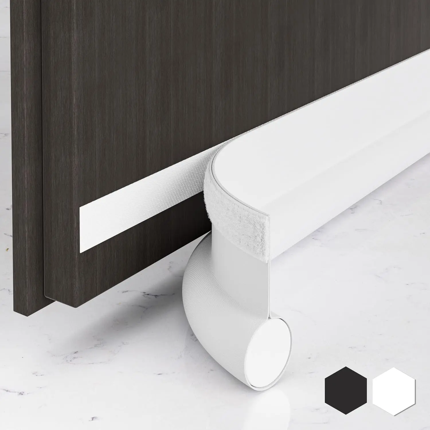 Side Door Draft Stopper,36.6" Adjustable Door Stoppers for Bottom of Door,Install Quick Door Seal Strips Sweeps Sound Proofing,Blocks Cold Air & Noise|Fit for Exterior/Interior Doors,White