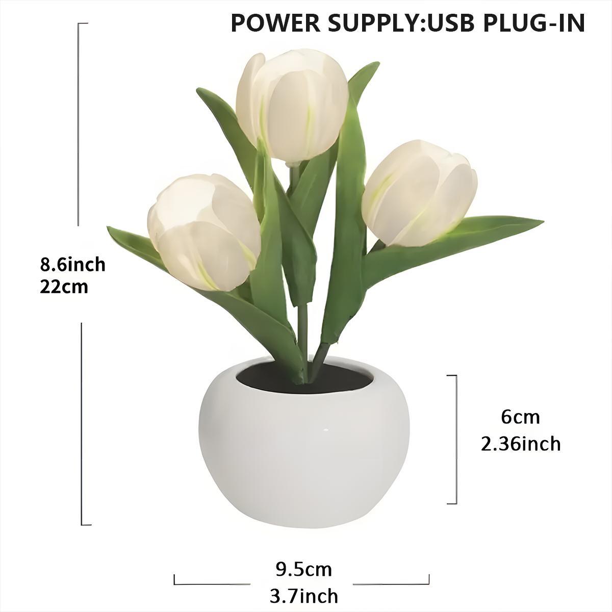 Tulip Night Light LED Simulation, Flower Design Lamp, USB Powered, Vase Table Lamp Decor for Home Living Room Desktop Decoration Christmas Halloween Holiday Gift