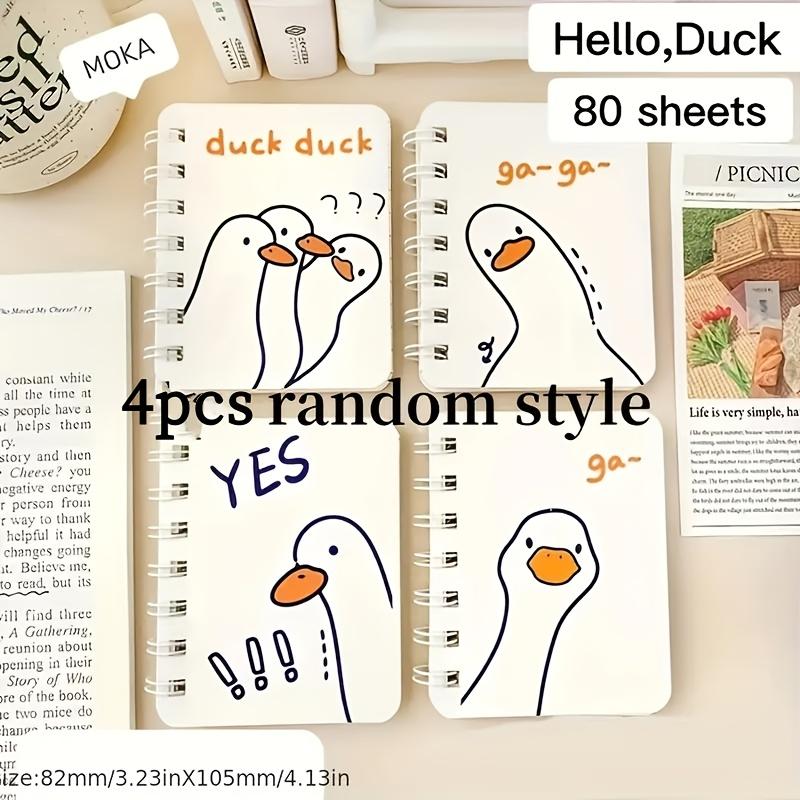 4 Pcs Cute Duck Design Mini Notebooks - Durable Sturdy Paper, easy to carry, perfect for taking notes anytime, anywhere, measures 3.22 inches x 4.13 inches, with fun illustrations, perfect for recording ideas