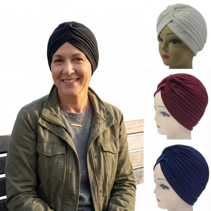 7-Piece Set: Cotton Ethnic-Style Headwrap/Cap (Indian-Style Cap, Skullcap, Sleep Cap)