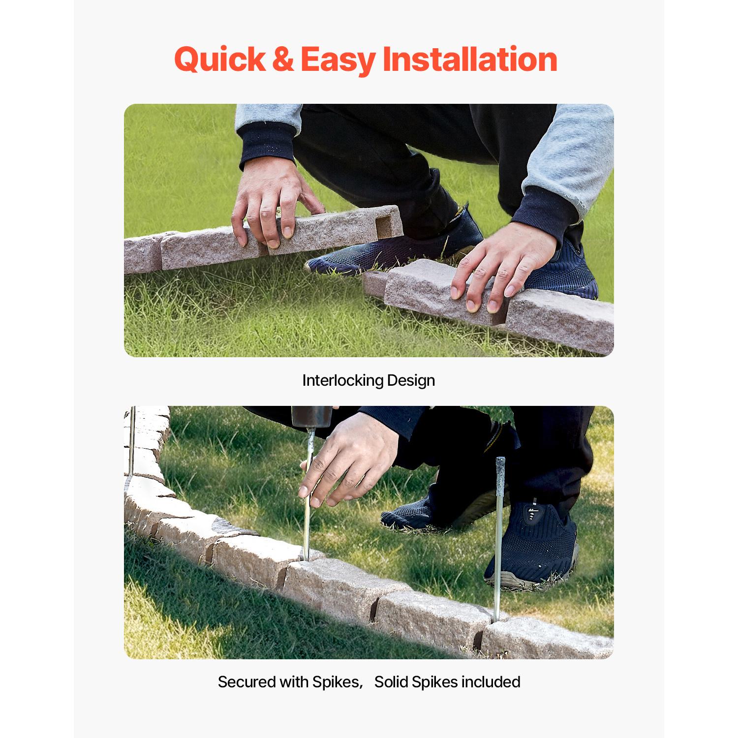 VEVOR Imitation Stone Landscape Lawn Edging Border Fade-Free No Digging Required Small/Medium/Large Beige/Sandstone Grey/Brown Heavy Duty Ballistic Nylon Tool Bag Luminous Resin Christmas Music Box Ornament Carpenter Belt with Suspenders removable zipper