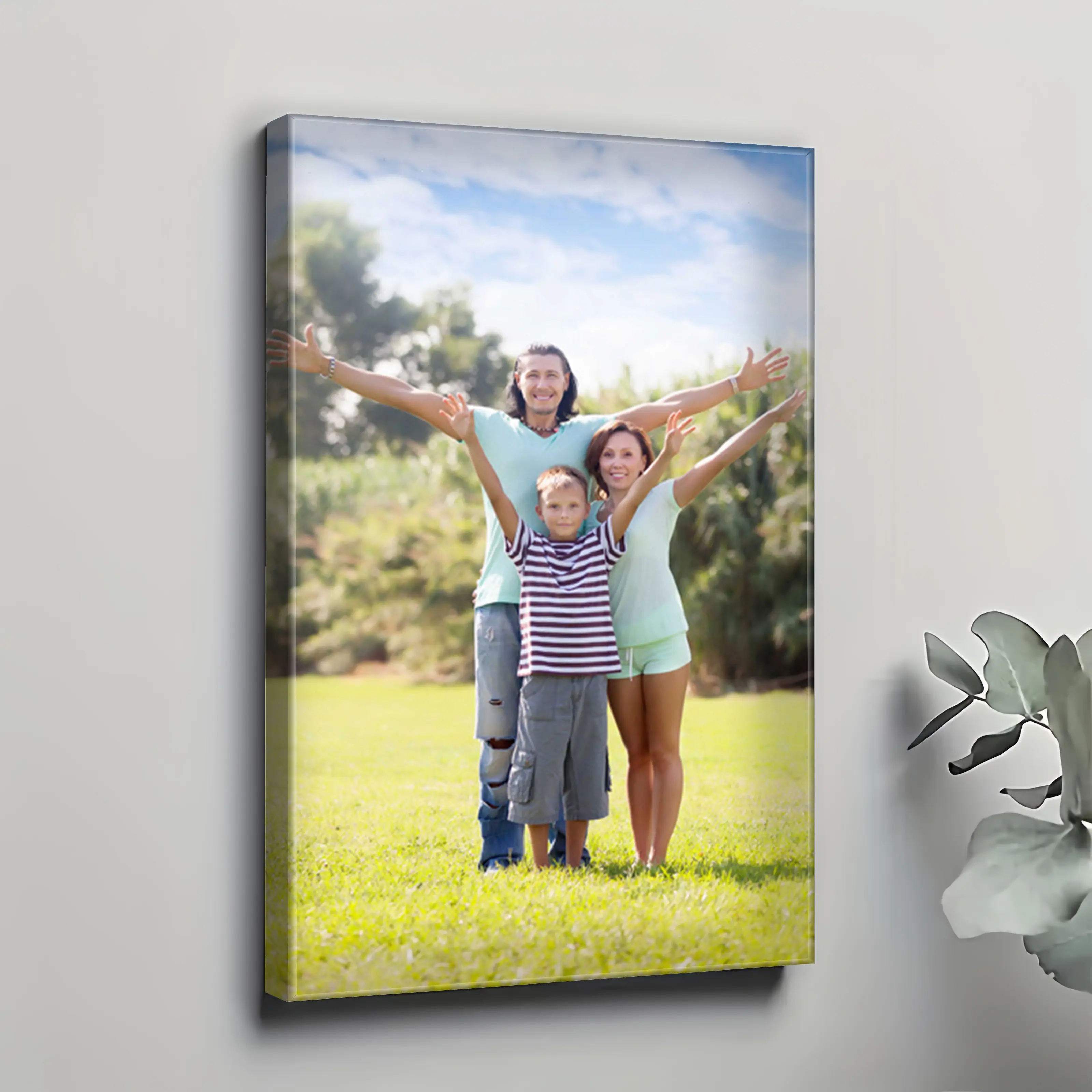Custom Personalized Photo Frame, Upload Your Own Photo, Pine Wood Frame with Wrap Around Canvas Display, Wall Decor for Bedroom, Living Room, Nursery, Kitchen