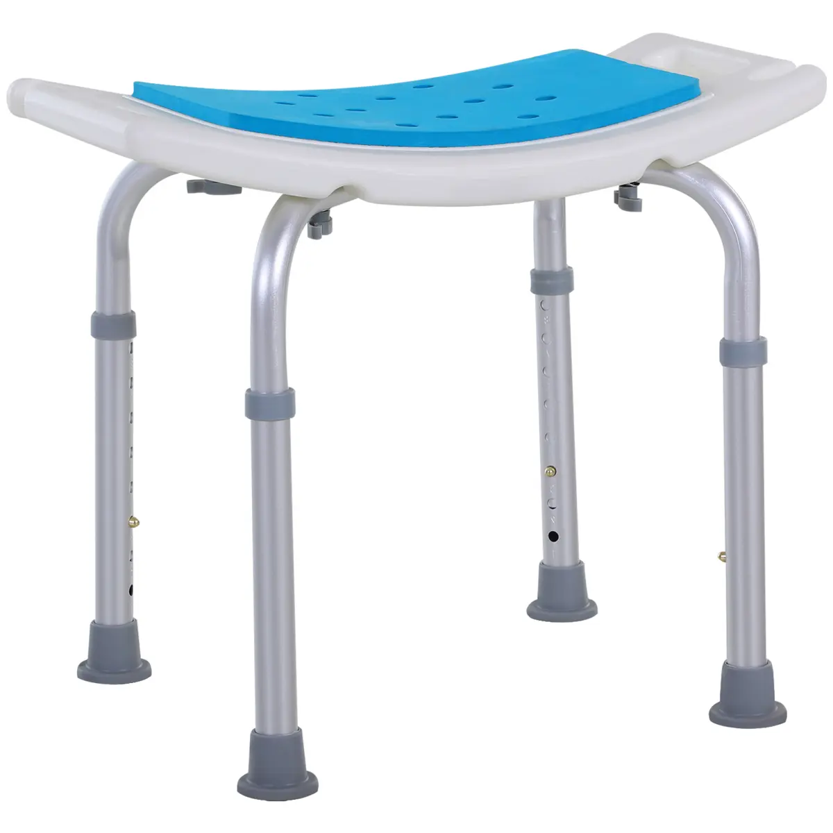 Homcom Aluminum-Frame Shower Chair - 6-Level Adjustable, Curved Design, Non-Slip for Elderly Users on Wet Surfaces