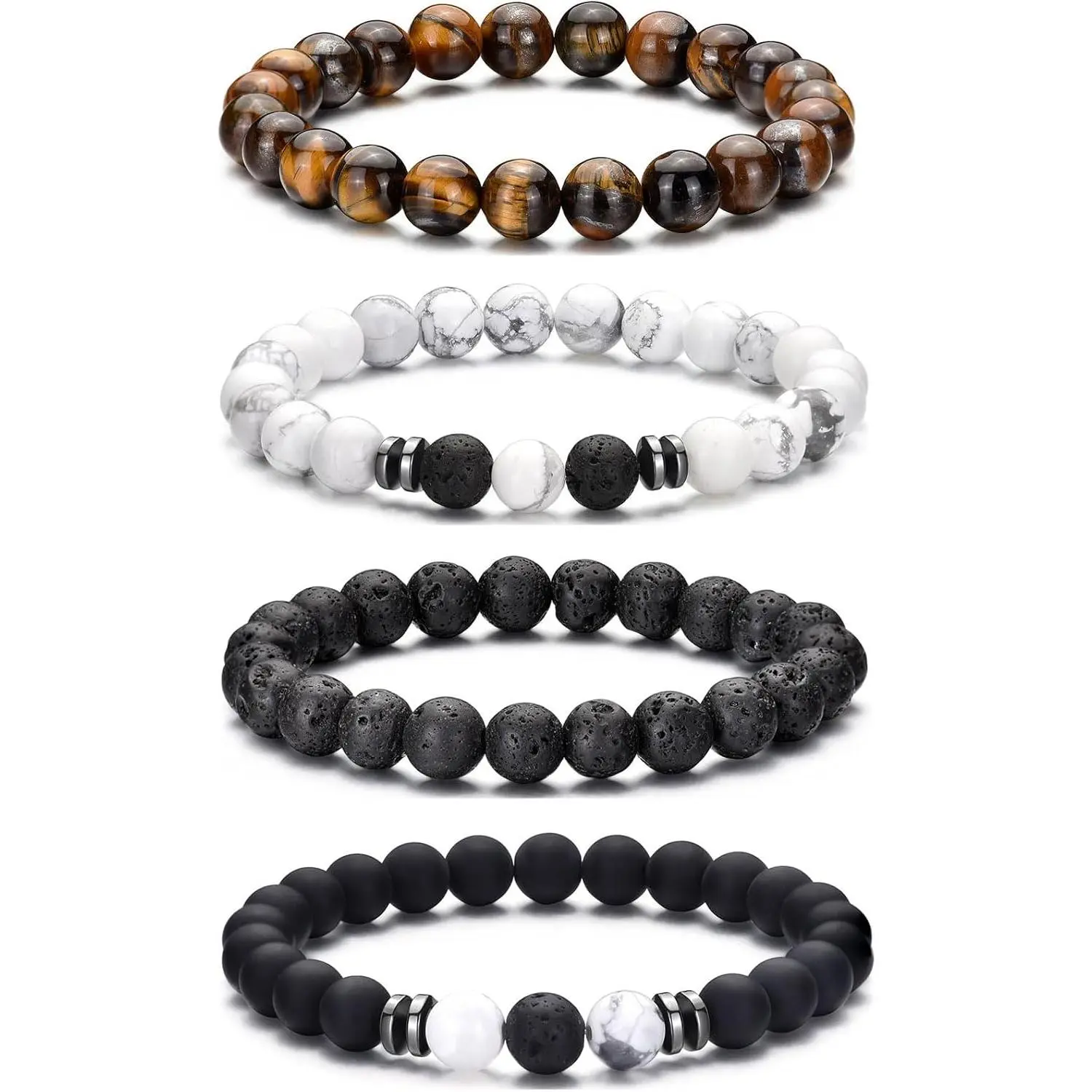 8MM Beaded Bracelets For Men Mens Bracelets Beads Bracelet Set