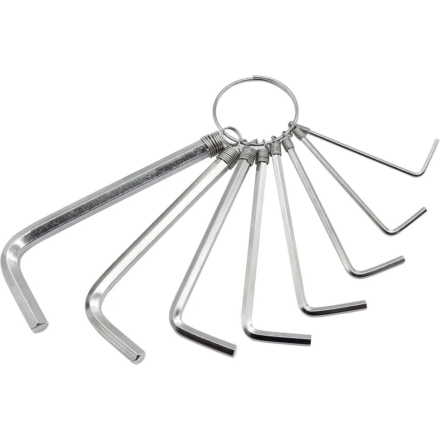 8-Piece Metric L-Shaped Allen Wrench Metal Set, 1.5-6 mm Hex Keys with Key Ring, Hand Repair Tool