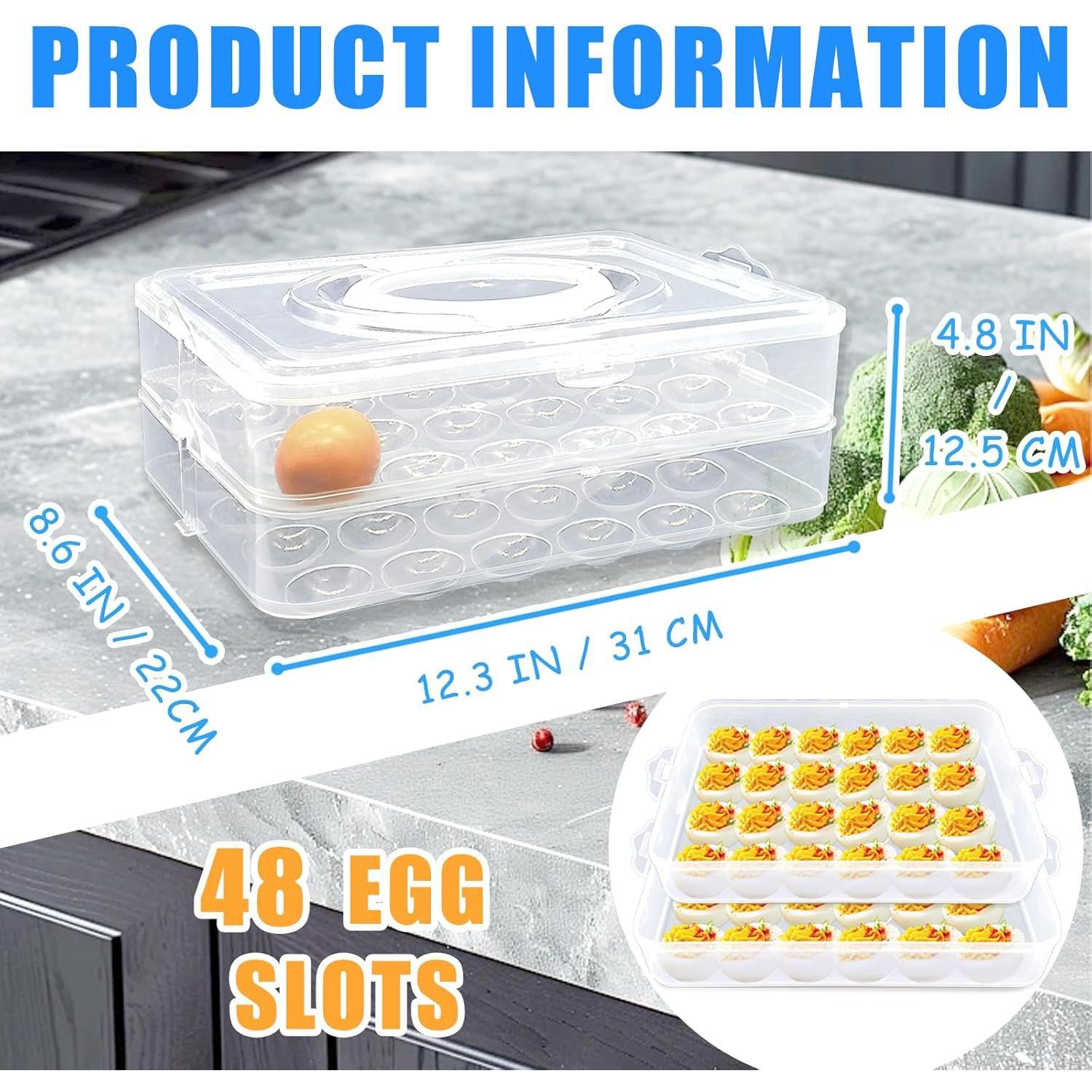 2 Layers Deviled Egg Containers with Lid,48 Slots Deviled Eggs Holder with Handle,Plastic Egg Tray,Portable Egg Storage Carrier Platter for Easter,Thanksgiving Day,Party,Picnic 2 Layers Deviled Egg Containers with Lid,48 Slots Deviled Eggs Holder with Handle,Plastic Egg Tray,Portable Egg Storage Carrier Platter for Easter,Thanksgiving Day,Party,Picnic
