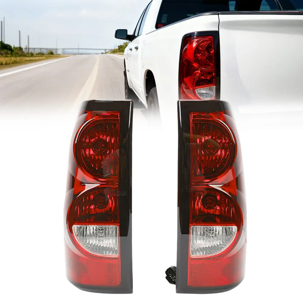 Vehicle Specific Fit Rear Tail Lights Set Pair for 2003-2006 Chevy Silverado 1500/2500/3500 & 2007 Classic Body Trucks, Polycarbonate Red/Clear Lens Chrome Housing Rear Lighting, GM2800174/174 OEM Matched Replacement with Bulbs & Wiring Harness