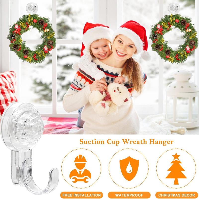 Clear Front Door Wreath Hook, 2 Counts/4 Count Detachable Suction Cup Wreath Hanger, Home Decor for Window Glass Door, Detachable Hooks j  hooks gifts  more large multi-purpose storage memorial portrait gifts cama en 4 block foto hat holder funny desk