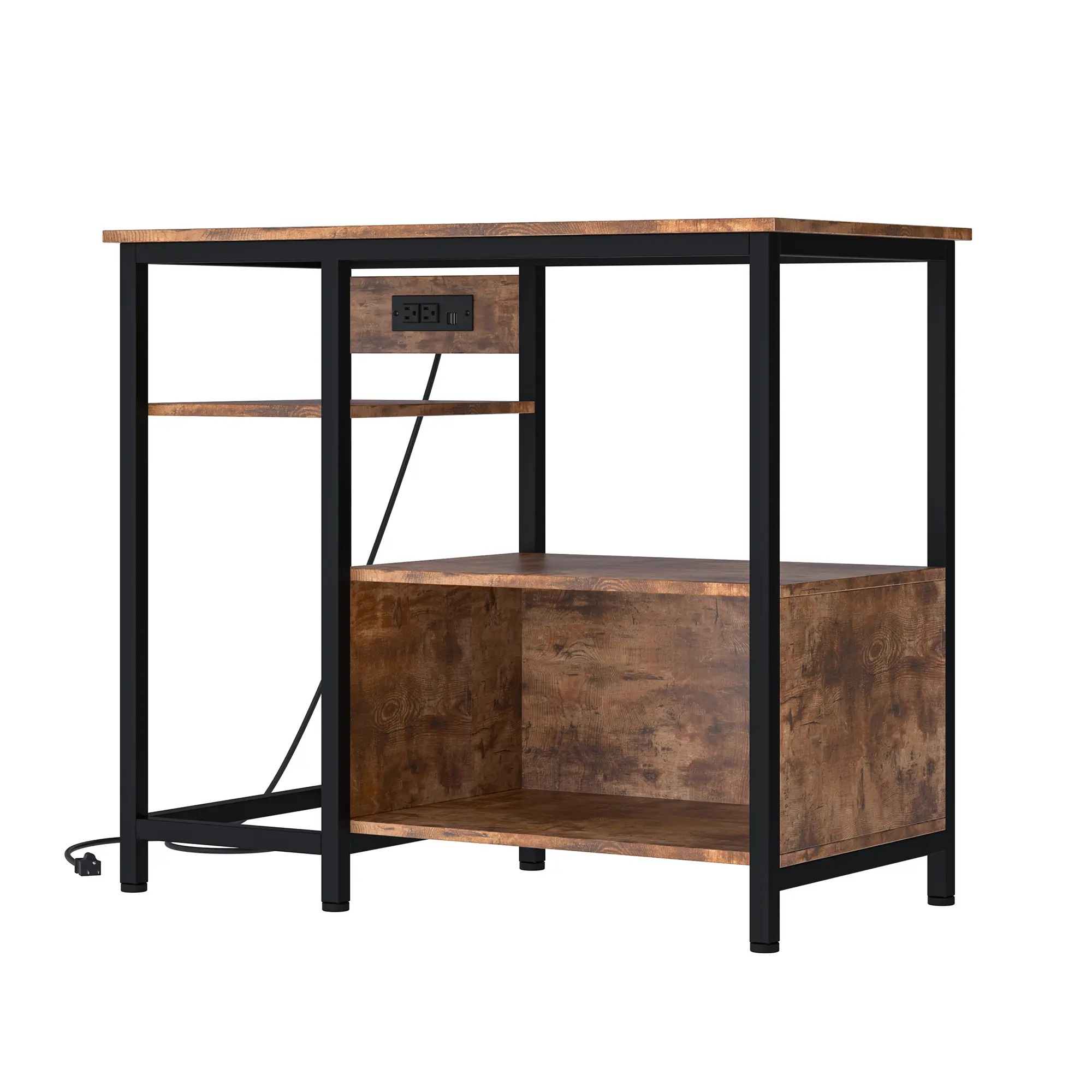 Heavy Duty Aquarium Stand for 40-50 Gallon Tank – 4-Tier Metal & Wood Storage Shelves with Power Outlets – Sturdy Organizer for Fish, Turtle, or Reptile Terrariums