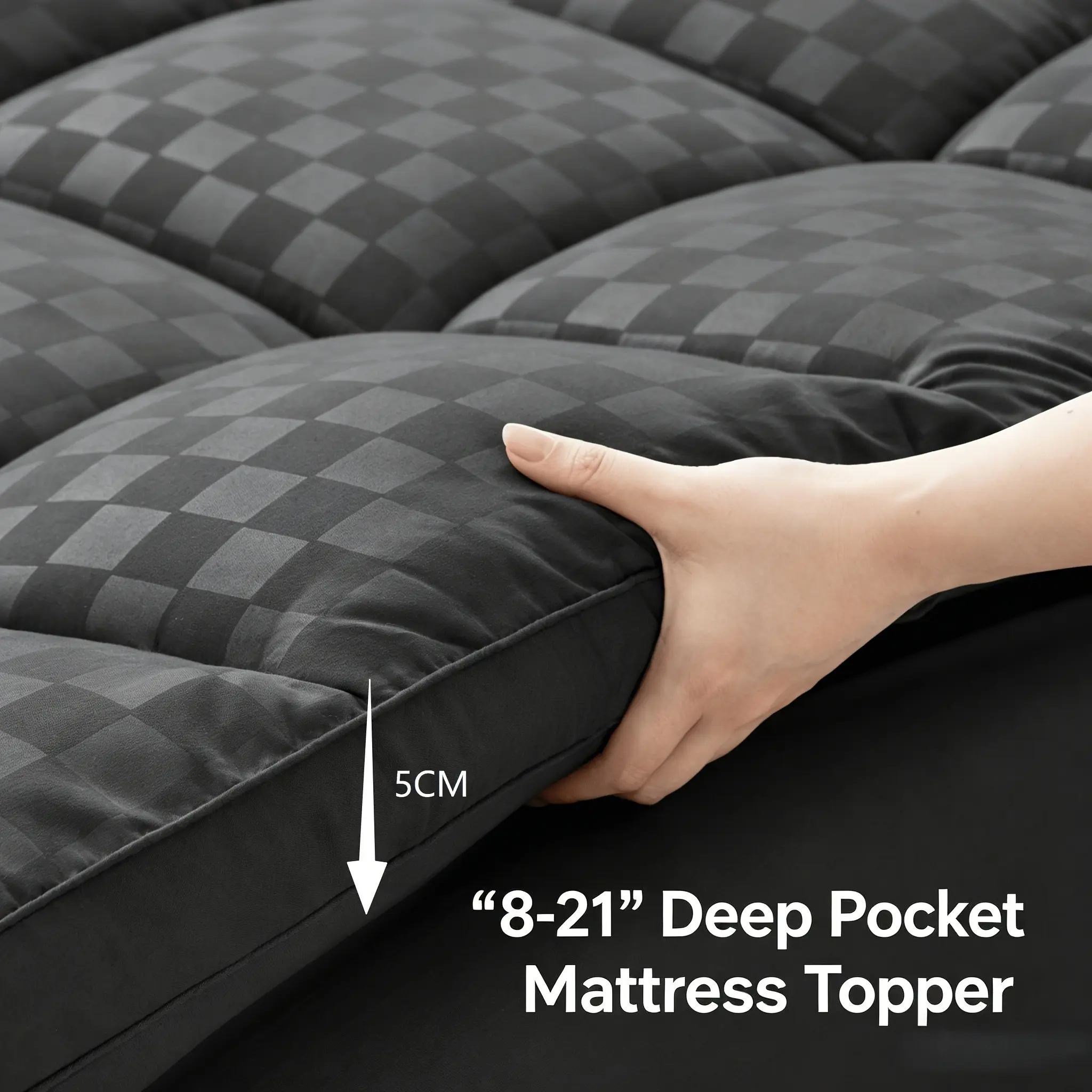Cooling Mattress Topper Plush Quilted Pad with 8-21 Inch Deep Pockets, Overfilled with Breathable Polyester, Mattress Protector - Machine Washable 1200GSM