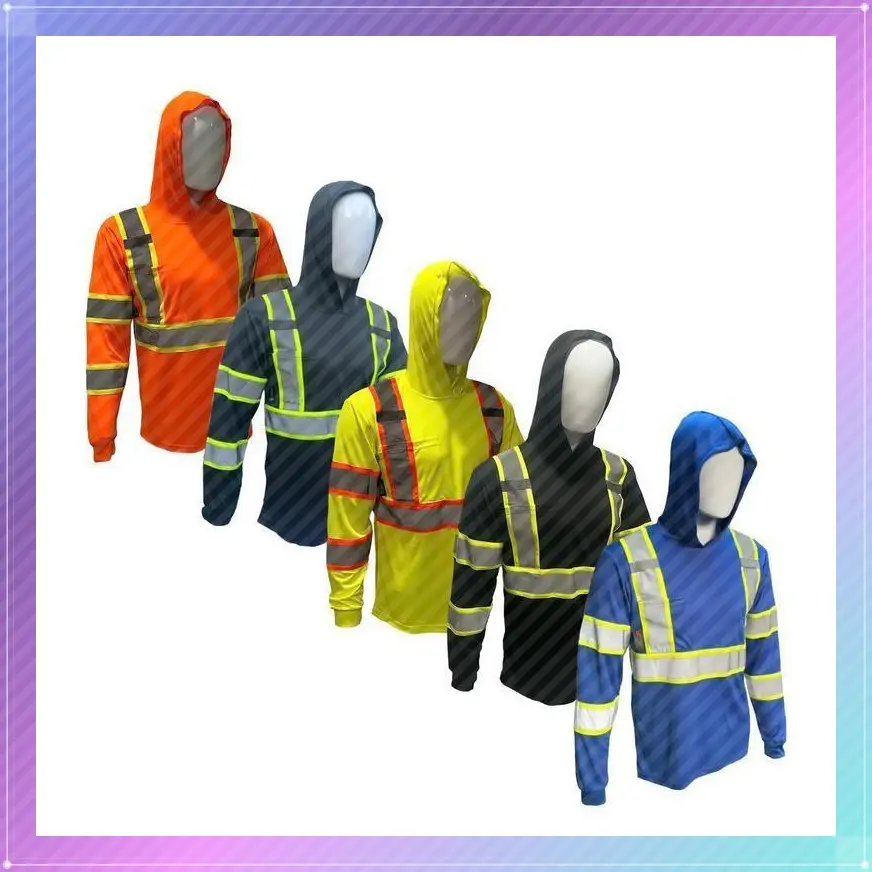 PACK SHIRT ST High Visibility Hoodie Long Sleeve Safety Shirt with hoodie Polyester Birdeye Mesh in various color��gift��