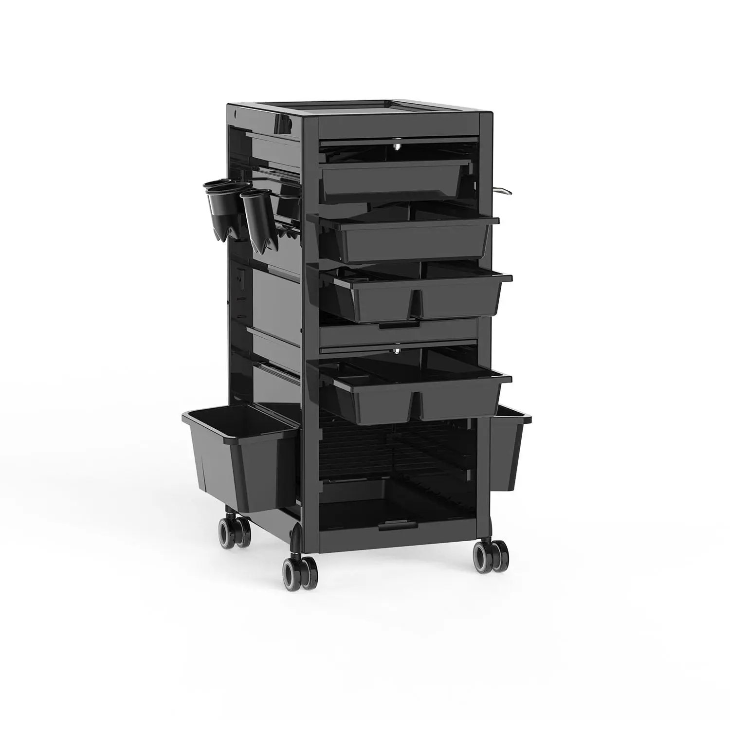 GARVEESalon Tool Storage Trolley Rolling Cart with 6 Trays & 3 Heat Resistant Appliance Holder, SPA Beauty Hairdressing Lockable Tool Cart with 2 Keys - Extra Storage New Upgrade