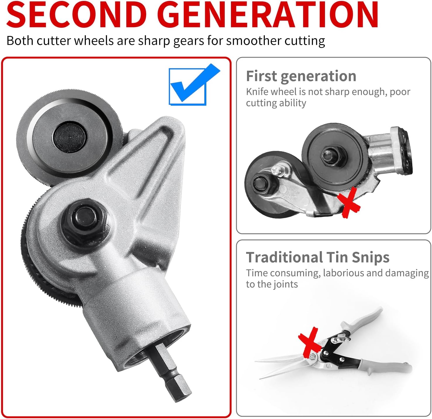 Sheet Metal Cutter Drill Attachment, Electric Drill Shears, Metal Nibbler Drill Attachment for Cutting Iron, White Sheet, Steel, Copper, Aluminum, Metal, Universal