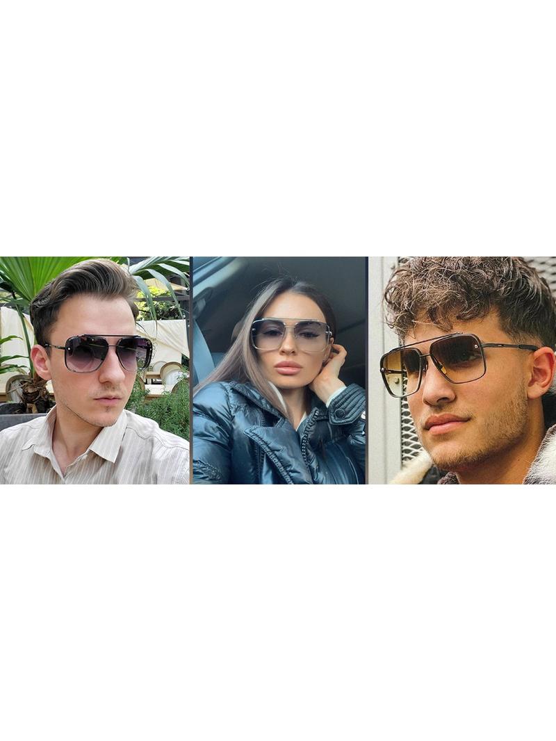 FEISEDY Sunglasses, Fashion Square Pilot Sunglasses, Vintage Metal Gradient Glasses for Men and Women B4104 FEISEDY Sunglasses, Fashion Square Pilot Sunglasses, Vintage Metal Gradient Glasses for Men and Women B4104