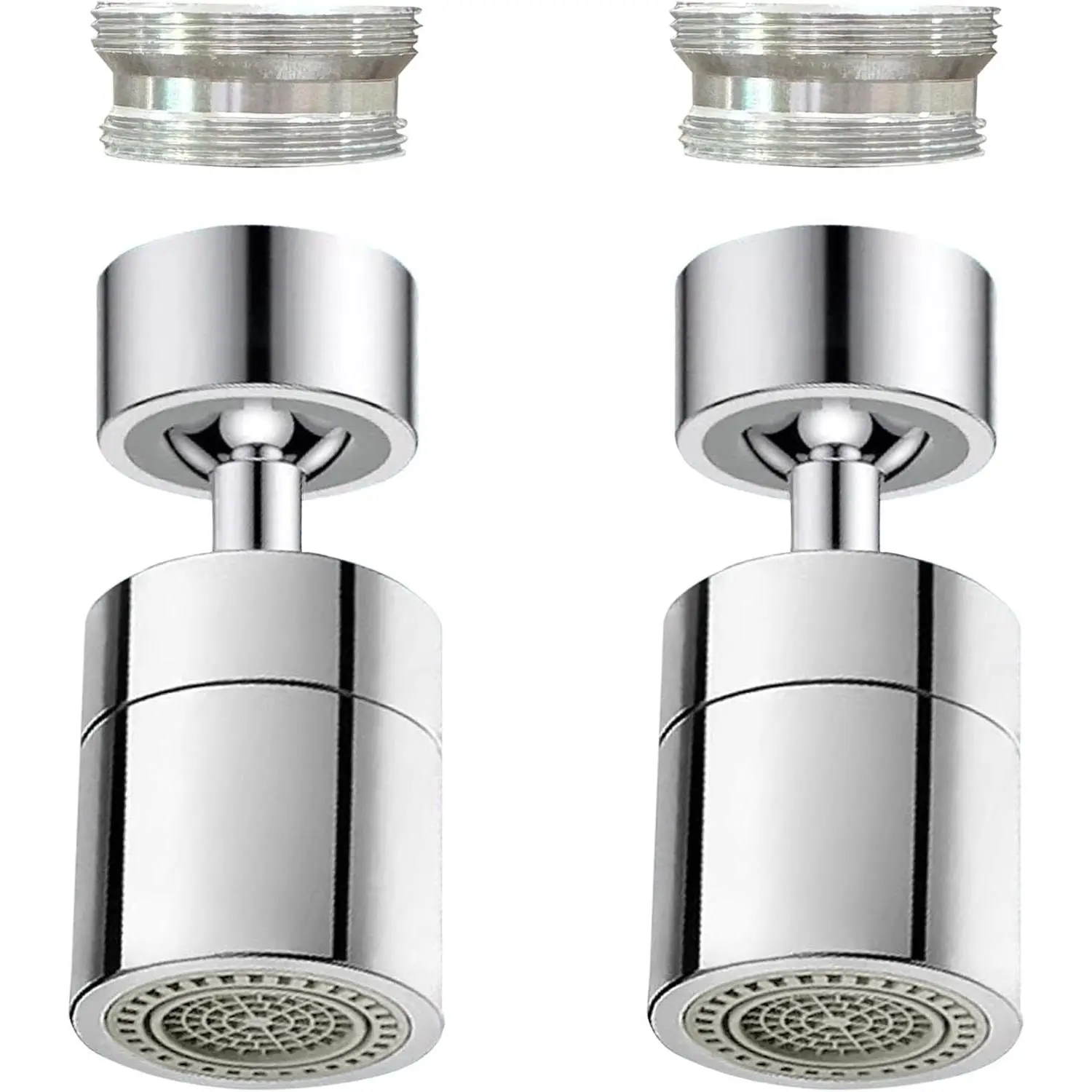 2 Pcs Faucet Aerator, 360° Swivel Kitchen Sink Faucet Aerator, Big Angle Twist, Dual-function 2-Flow Sprayer Faucet Head, Sink Sprayer Attachement, Faucet Replacement Part 55/64'', Chrome
