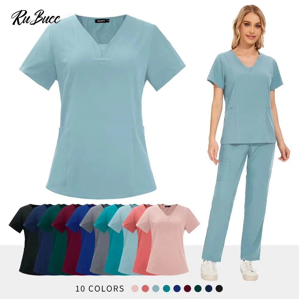 Handwashing Work Clothes Short Sleeved Pet Grooming Surgery Suits Dentist Workwear Women Hospital Medical Care Nursing Uniforms