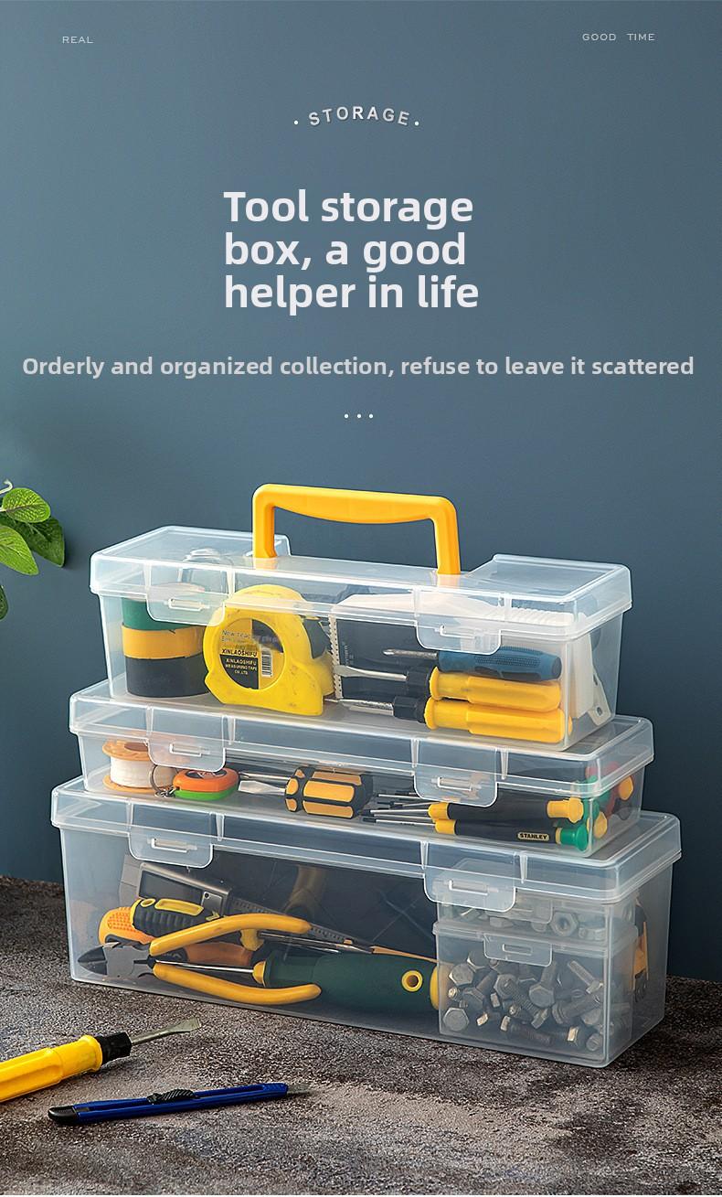 Multi-Function Household Hardware Tool Box - Transparent Handheld Storage Case with Adjustable Compartments for Wrench, Screws, Accessories, and Parts Organization