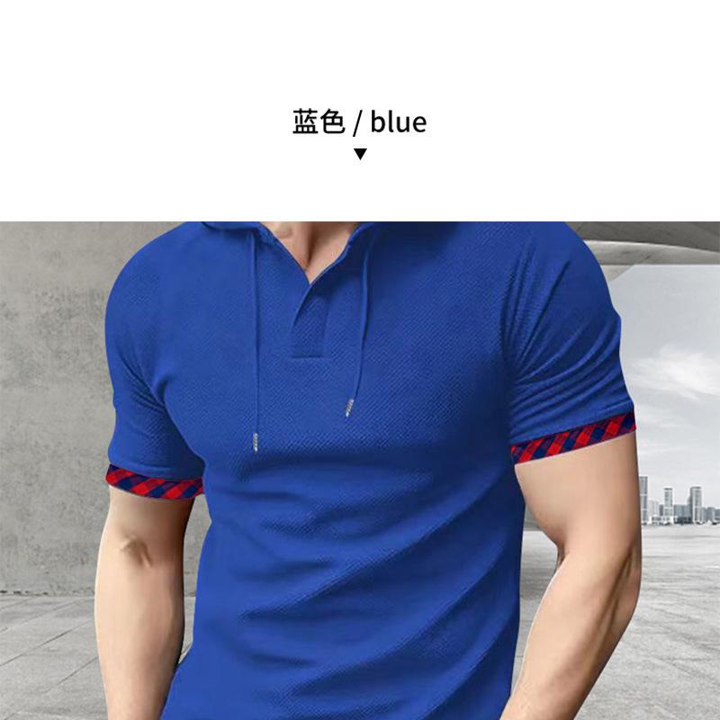 Short-sleeved Men's T-shirt, Sports and Leisure Fashion Solid Color Hooded Polo Shirt for Men