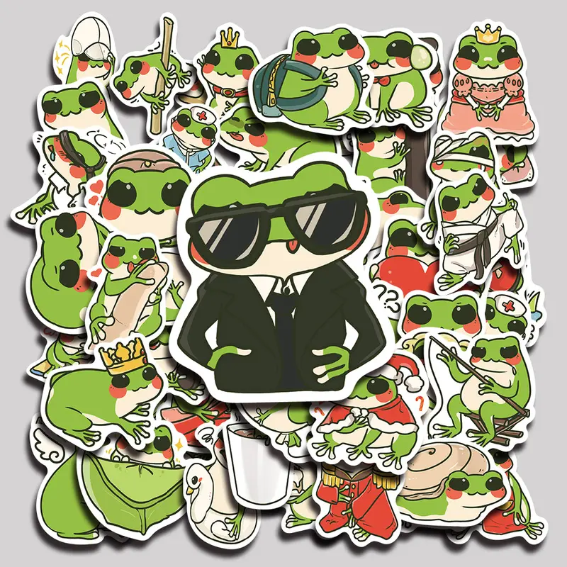 50PCS Weird Frog Freaks Aesthetic Vinyl Stickers Pack for Laptop Water Bottle Phone Case Skateboard Journal Scrapbook DIY Decoration